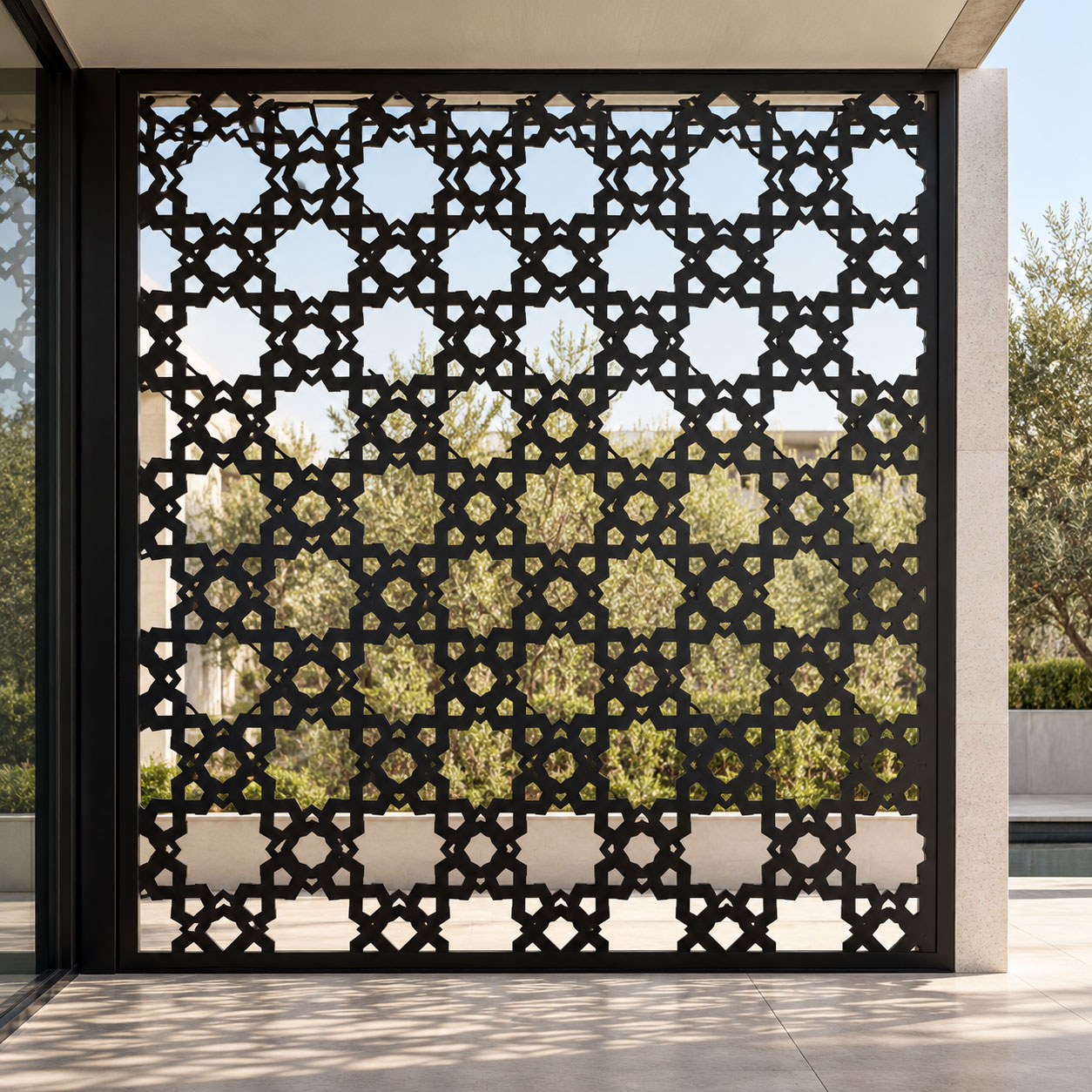 Antique-inspired decorative metal panel pattern