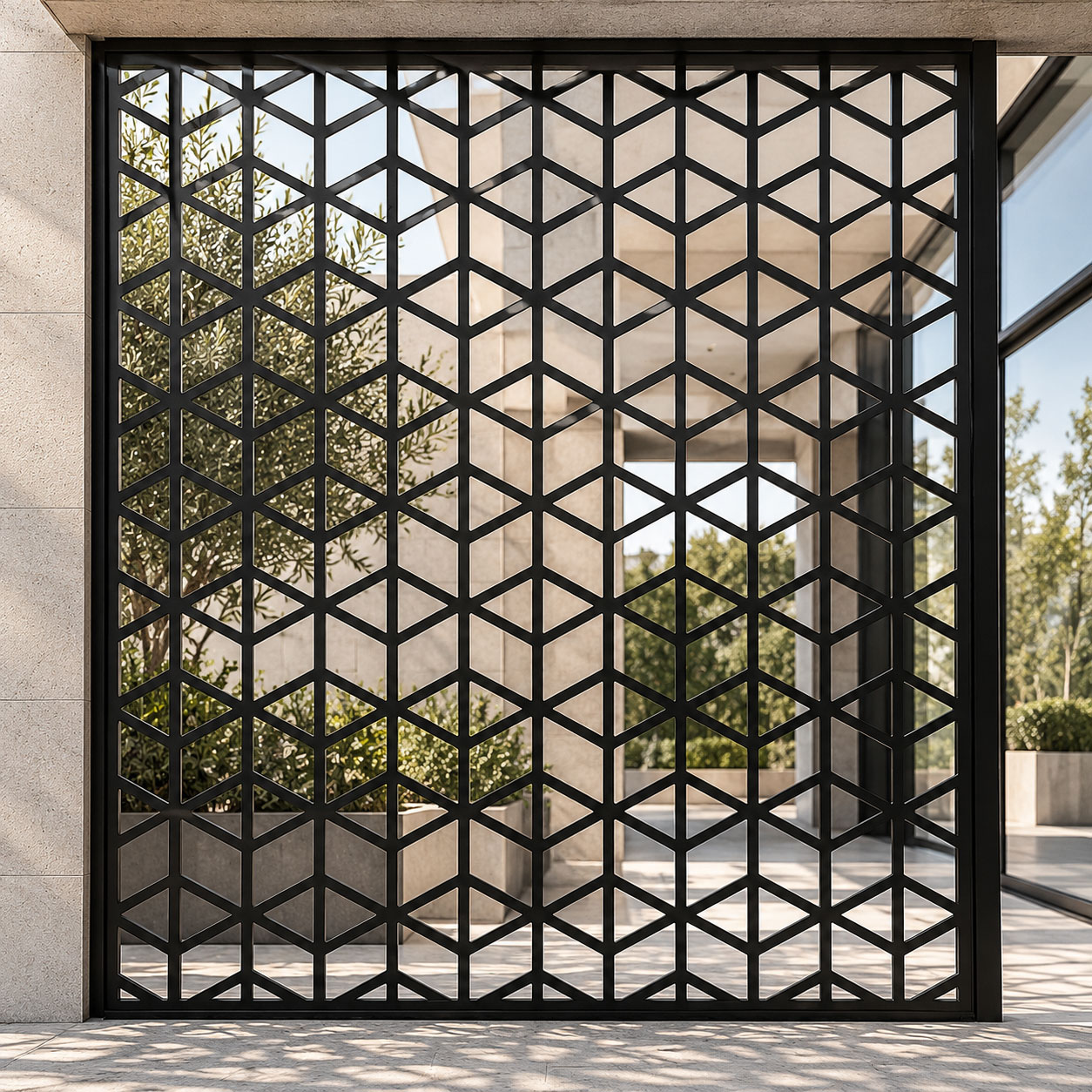 Geometric decorative metal panel pattern