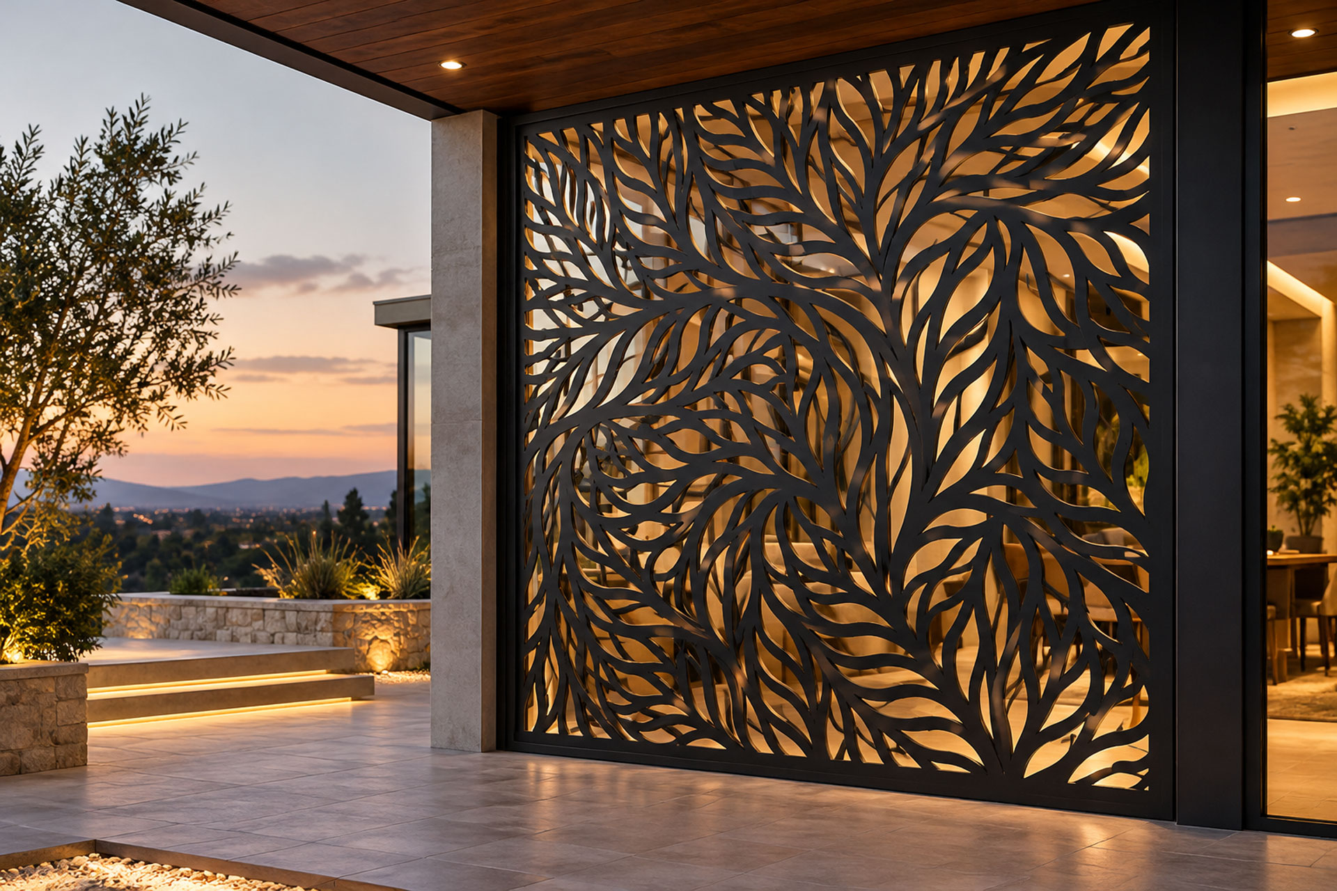 Decorative metal panel with a custom cutout pattern